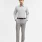 Light Grey Solid Slim Fit Formal Trouser | Greenfibre