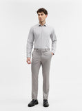 Light Grey Solid Slim Fit Formal Trouser | Greenfibre