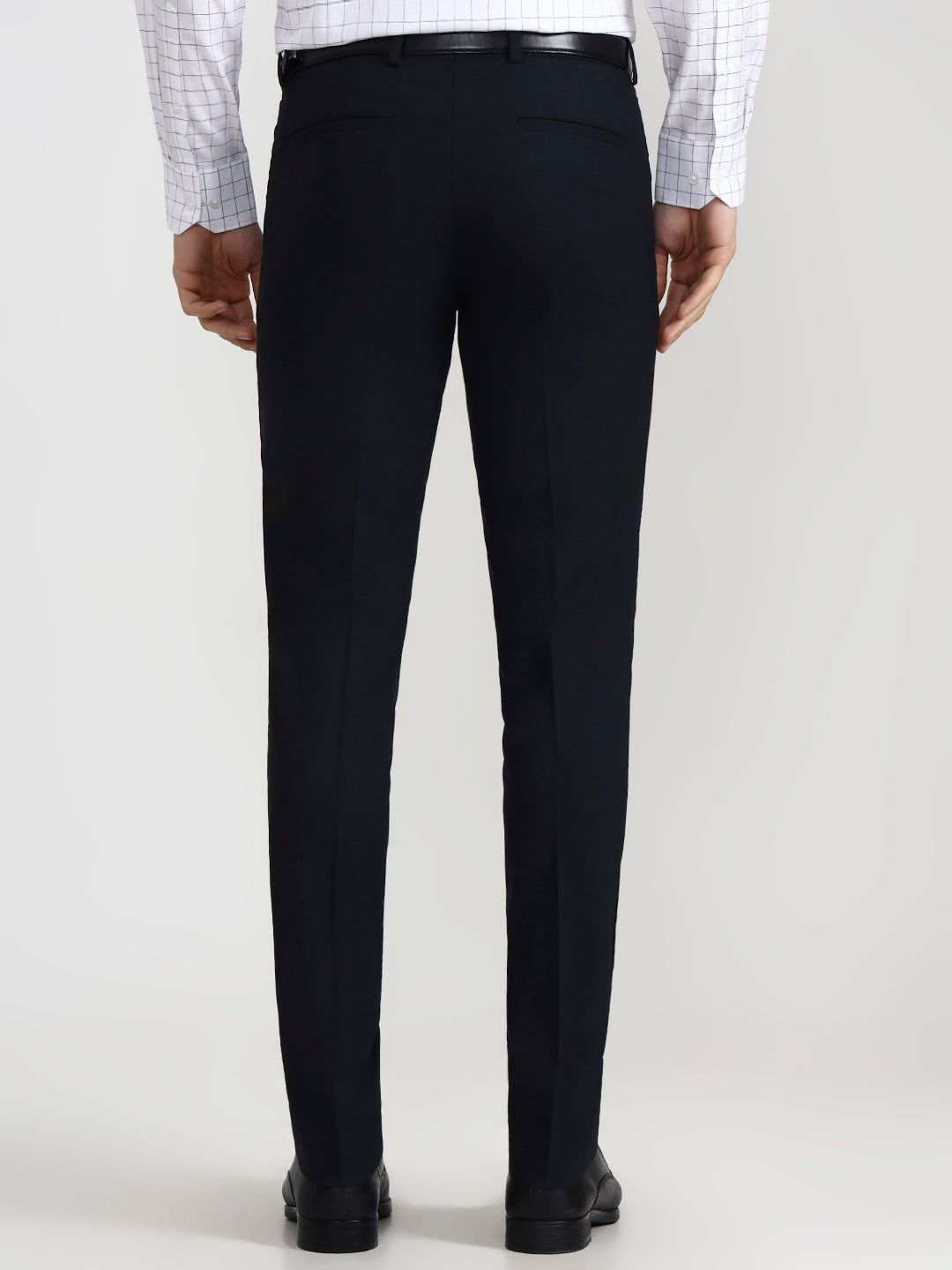 Navy Blue Solid Slim Fit Formal Trouser | Greenfibre