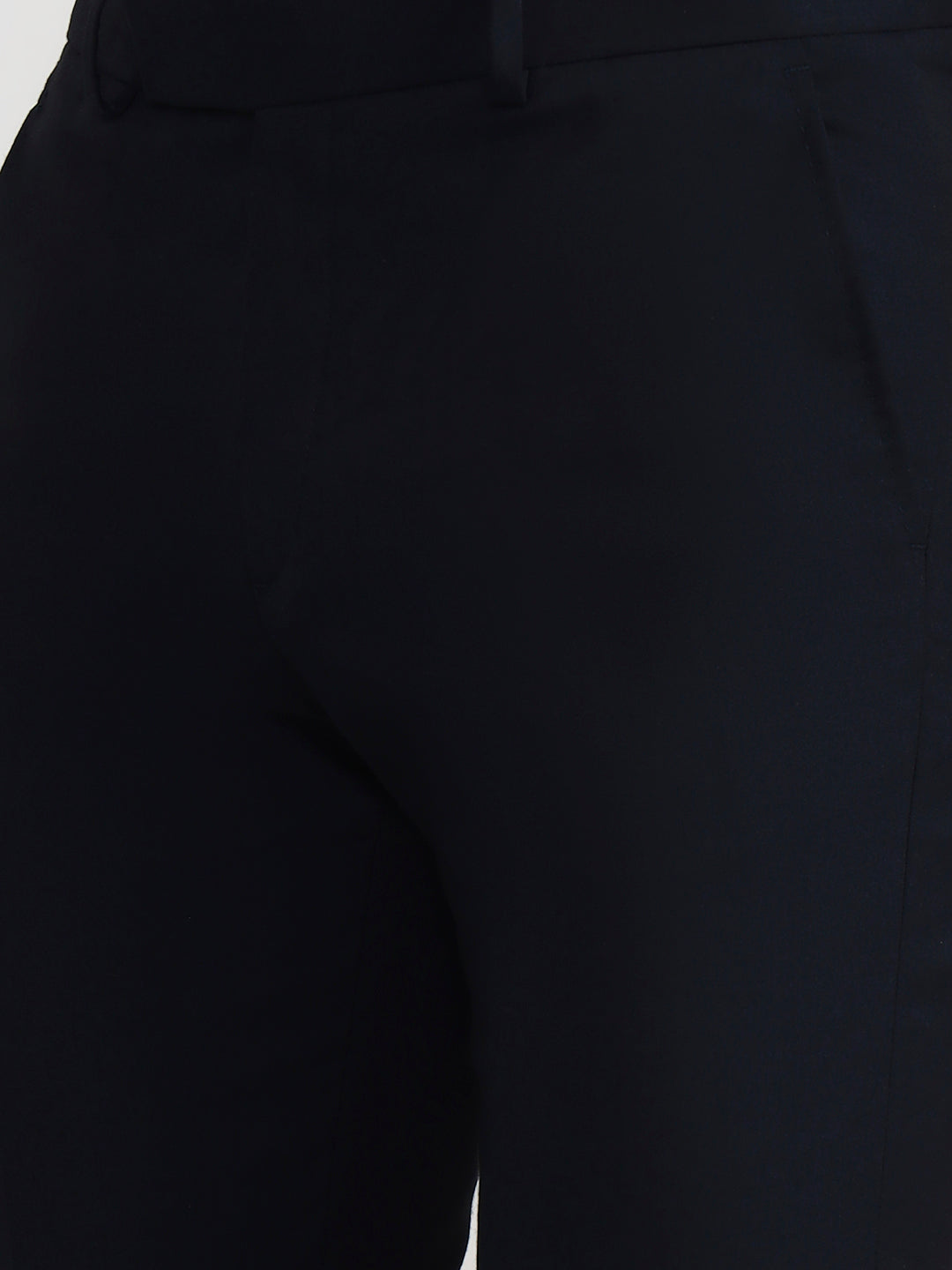 Navy Blue Solid Slim Fit Formal Trouser | Greenfibre