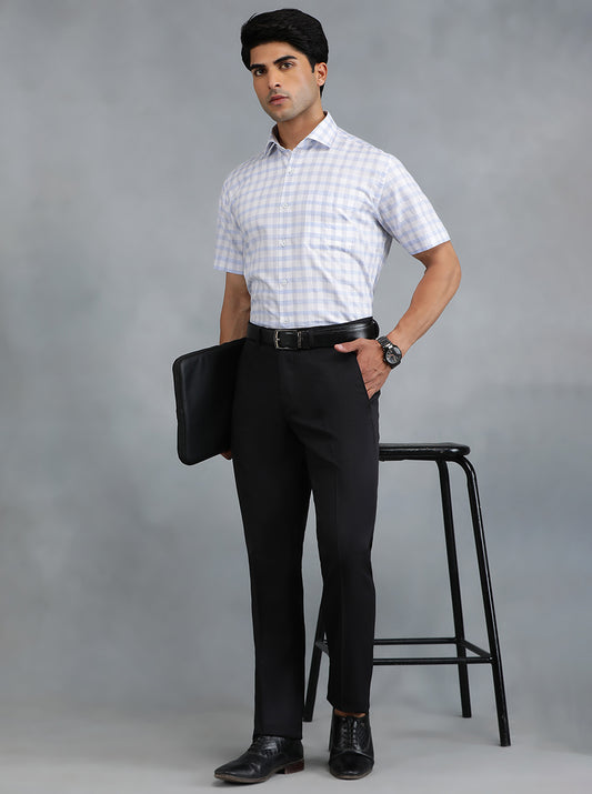 Blue Checked Regular Fit Formal Shirt | Greenfibre