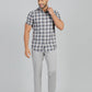 Light Grey Dobby Neo Fit Casual Trouser | Greenfibre