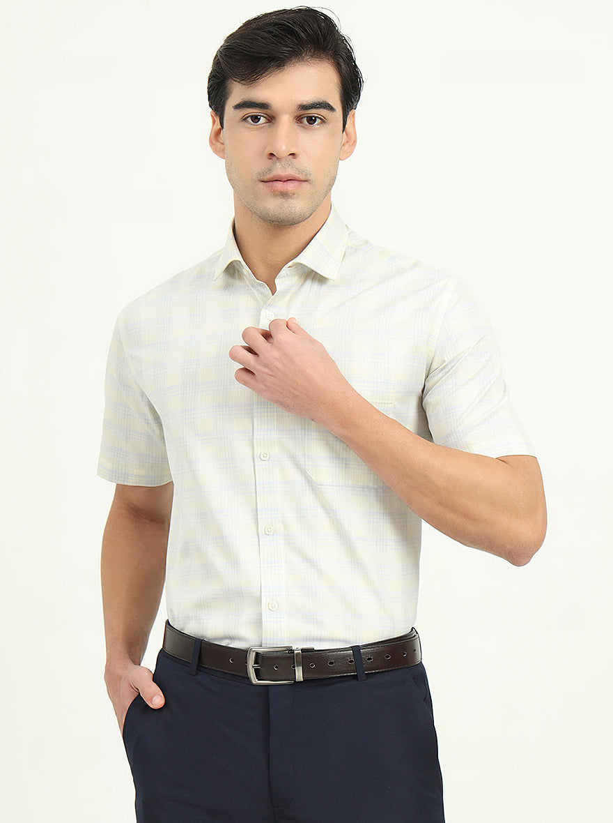 Light Yellow Solid Regular Fit Formal Shirt | Greenfire