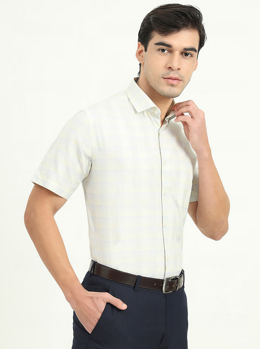 Light Yellow Solid Regular Fit Formal Shirt | Greenfire
