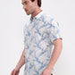 Blue Printed Slim Fit Casual Shirt | Greenfibre