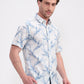 Blue Printed Slim Fit Casual Shirt | Greenfibre