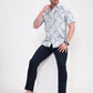 Blue Printed Slim Fit Casual Shirt | Greenfibre