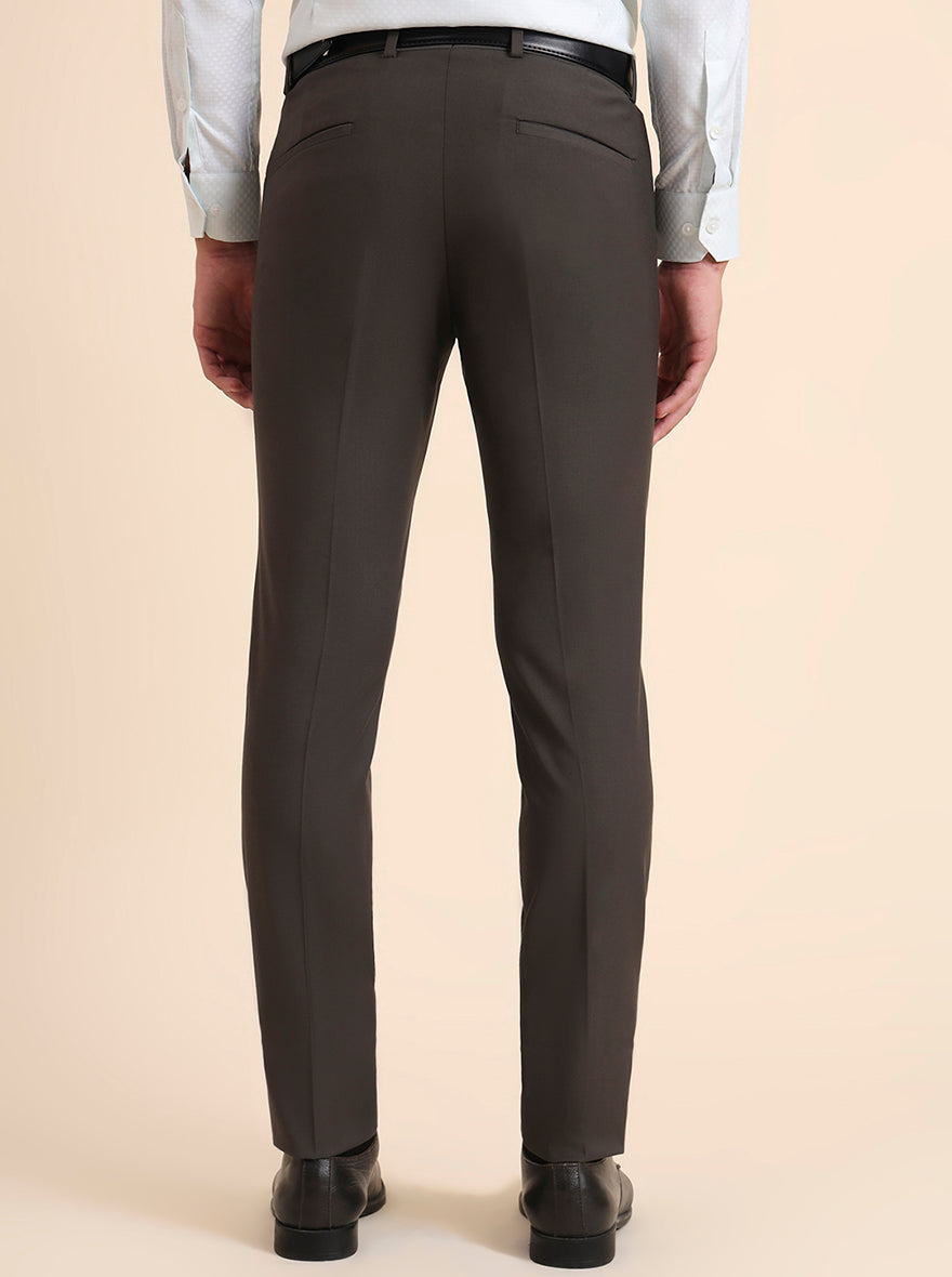 Dark Grey Solid Super Slim Fit Formal Trouser | Greenfibre
