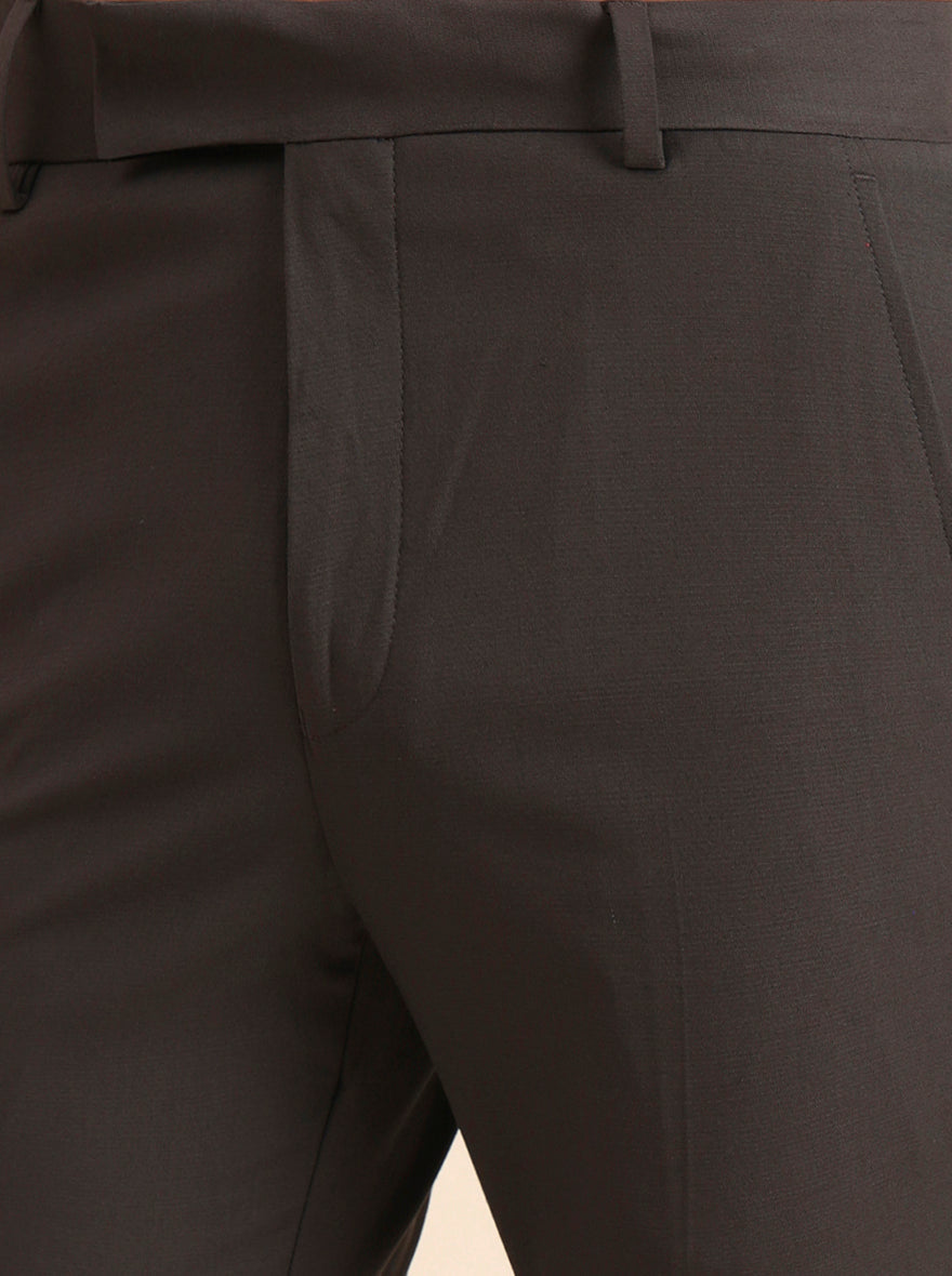 Dark Grey Solid Super Slim Fit Formal Trouser | Greenfibre
