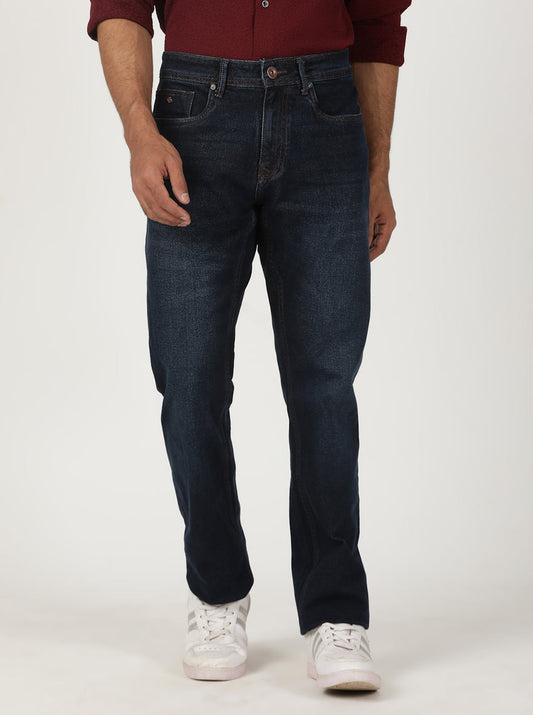 Ink Blue Washed Straight Fit Jeans | Greenfibre