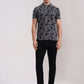 Grey Printed Slim Fit Polo T-Shirt | Greenfibre