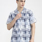 Blue Printed Slim Fit Casual Shirt | Greenfibre