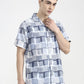 Blue Printed Slim Fit Casual Shirt | Greenfibre