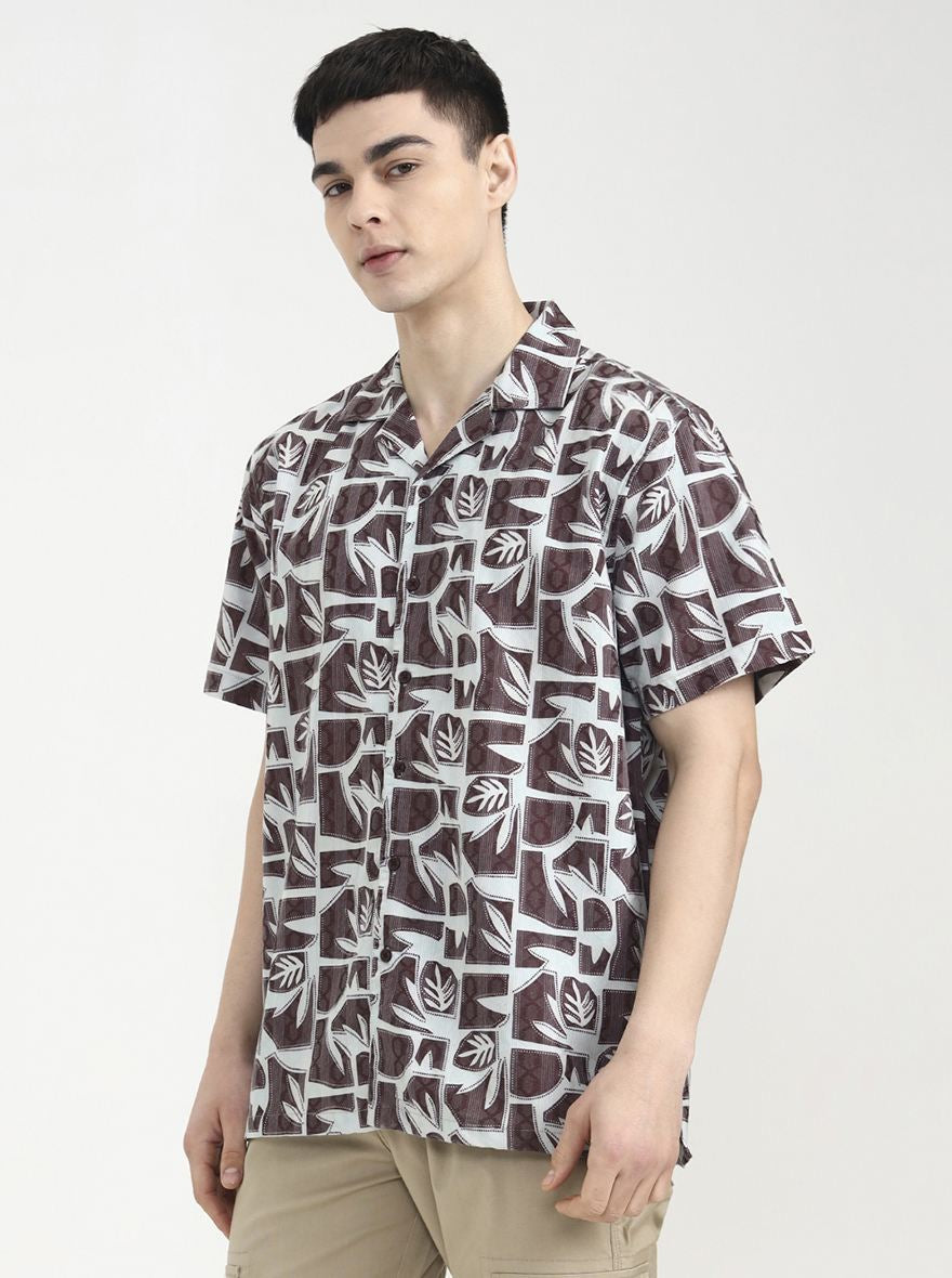 Light Green Printed Slim Fit Casual Shirt | Greenfibre