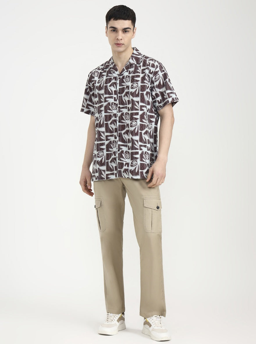 Light Green Printed Slim Fit Casual Shirt | Greenfibre