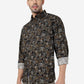 Fossil Grey Printed Slim Fit Casual Shirt | Greenfibre