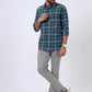Green Checked Slim Fit Casual Shirt | JadeBlue