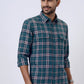 Green Checked Slim Fit Casual Shirt | JadeBlue