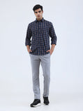 Light Grey Solid Slim Fit Club Wear Trouser | Greenfibre
