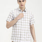 Khaki Checked Slim Fit Casual Shirt | Greenfibre