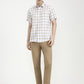 Khaki Checked Slim Fit Casual Shirt | Greenfibre