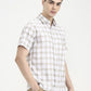 Khaki Checked Slim Fit Casual Shirt | Greenfibre