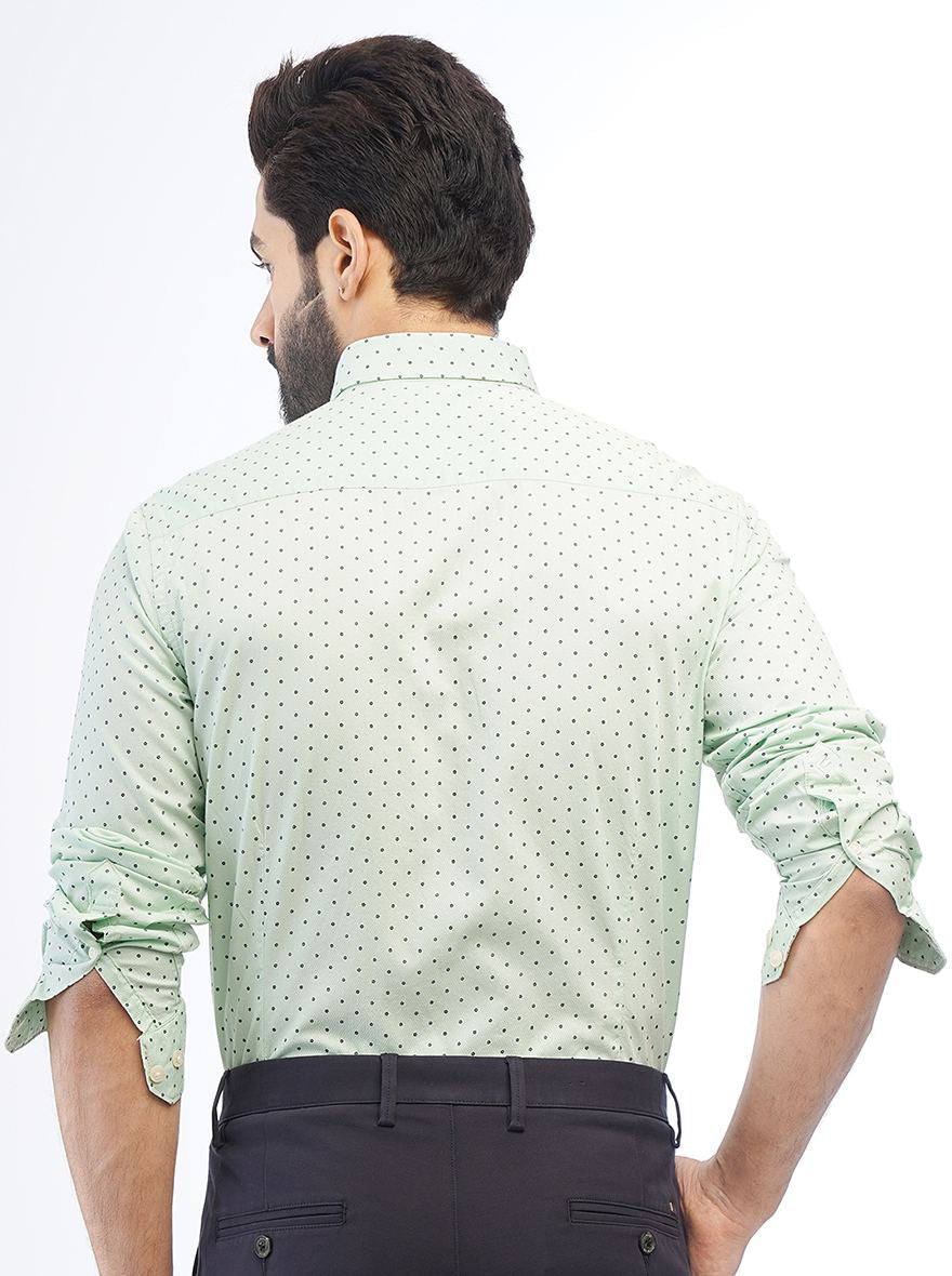 Light Green Printed Smart Fit Semi Casual Shirt | Greenfibre