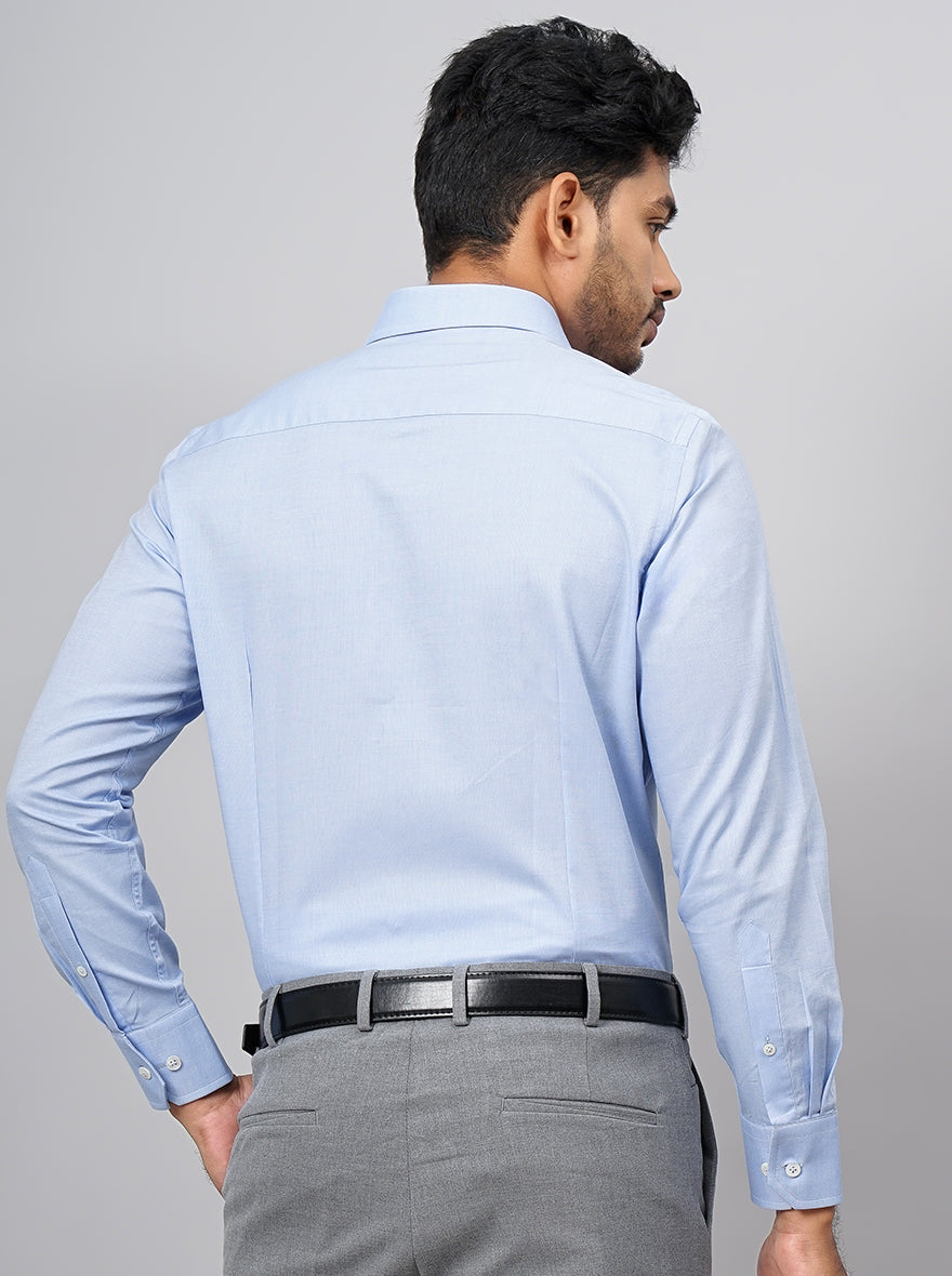 Sky Blue Solid Slim Fit Formal Shirt | JadeBlue Super Luxe