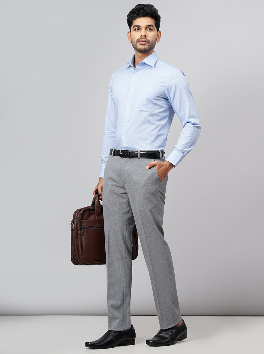 Sky Blue Solid Slim Fit Formal Shirt | JadeBlue Super Luxe