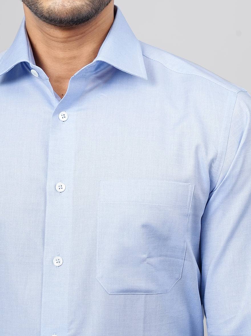 Sky Blue Solid Slim Fit Formal Shirt | JadeBlue Super Luxe