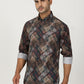 Brown Printed Slim Fit Party Wear Shirt | Greenfibre