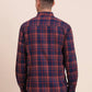 Navy Blue Checked Slim Fit Casual Shirt | Greenfibre