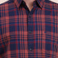 Navy Blue Checked Slim Fit Casual Shirt | Greenfibre
