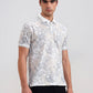 White Printed Slim Fit Polo T-Shirt | Greenfibre