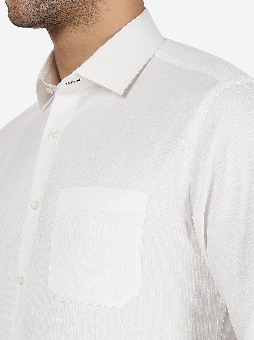 White Striped Slim Fit Party Wear Shirt | Greenfibre