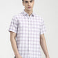 White & Purple Checked Slim Fit Casual Shirt | Greenfibre