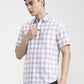 White & Purple Checked Slim Fit Casual Shirt | Greenfibre