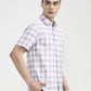 White & Purple Checked Slim Fit Casual Shirt | Greenfibre