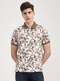 Brown Printed Slim Fit Polo T-Shirt | Greenfibre