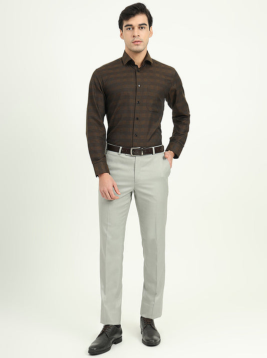 Brown & Black Checked Slim Fit Formal Shirt | Greenfire
