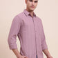 Rose Pink Solid Slim Fit Casual Shirt | Greenfibre