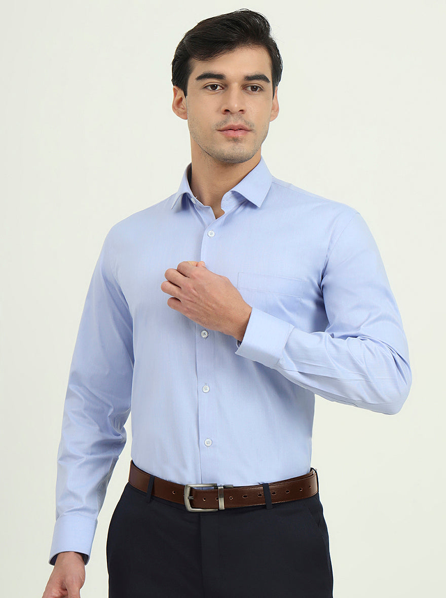Light Blue Solid Regular Fit Formal Shirt | Greenfire