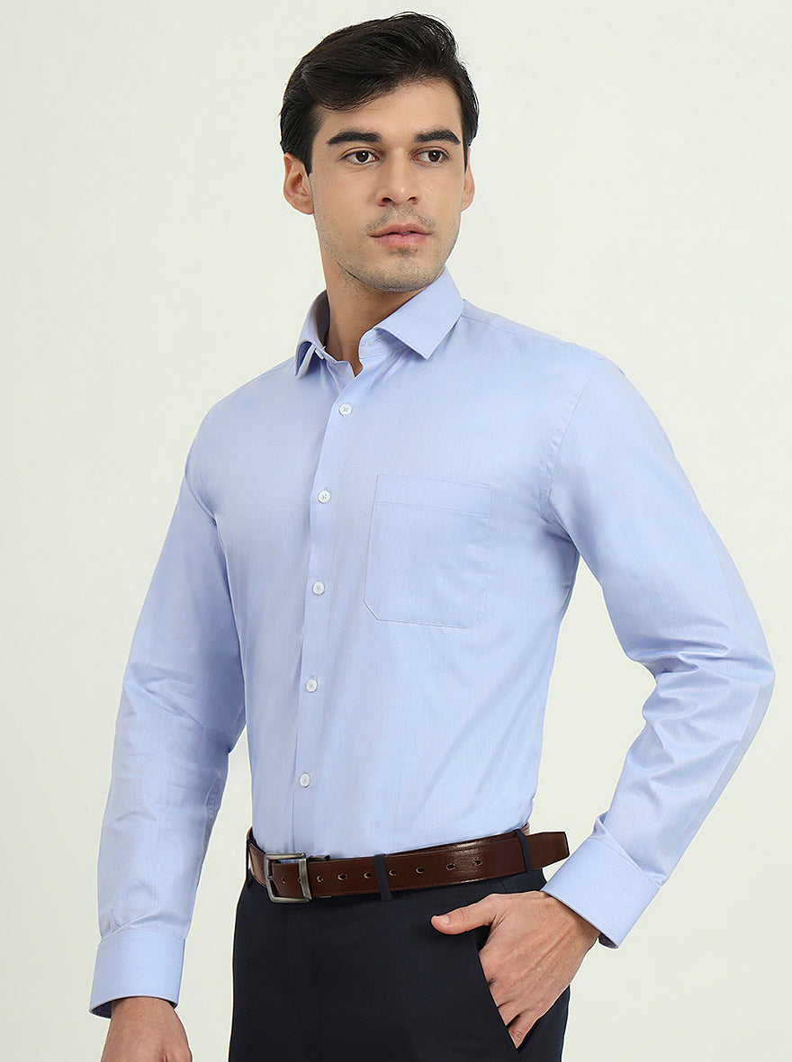 Light Blue Solid Regular Fit Formal Shirt | Greenfire
