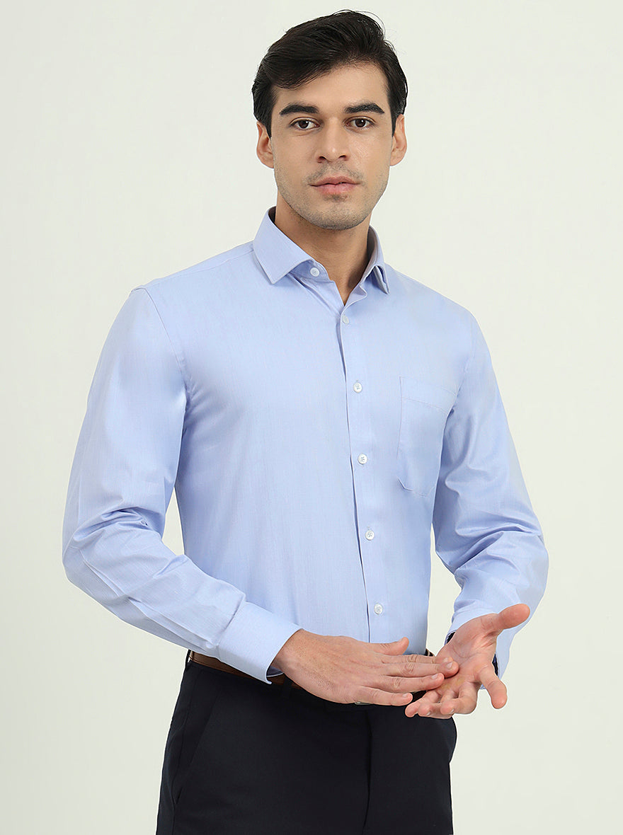 Light Blue Solid Regular Fit Formal Shirt | Greenfire