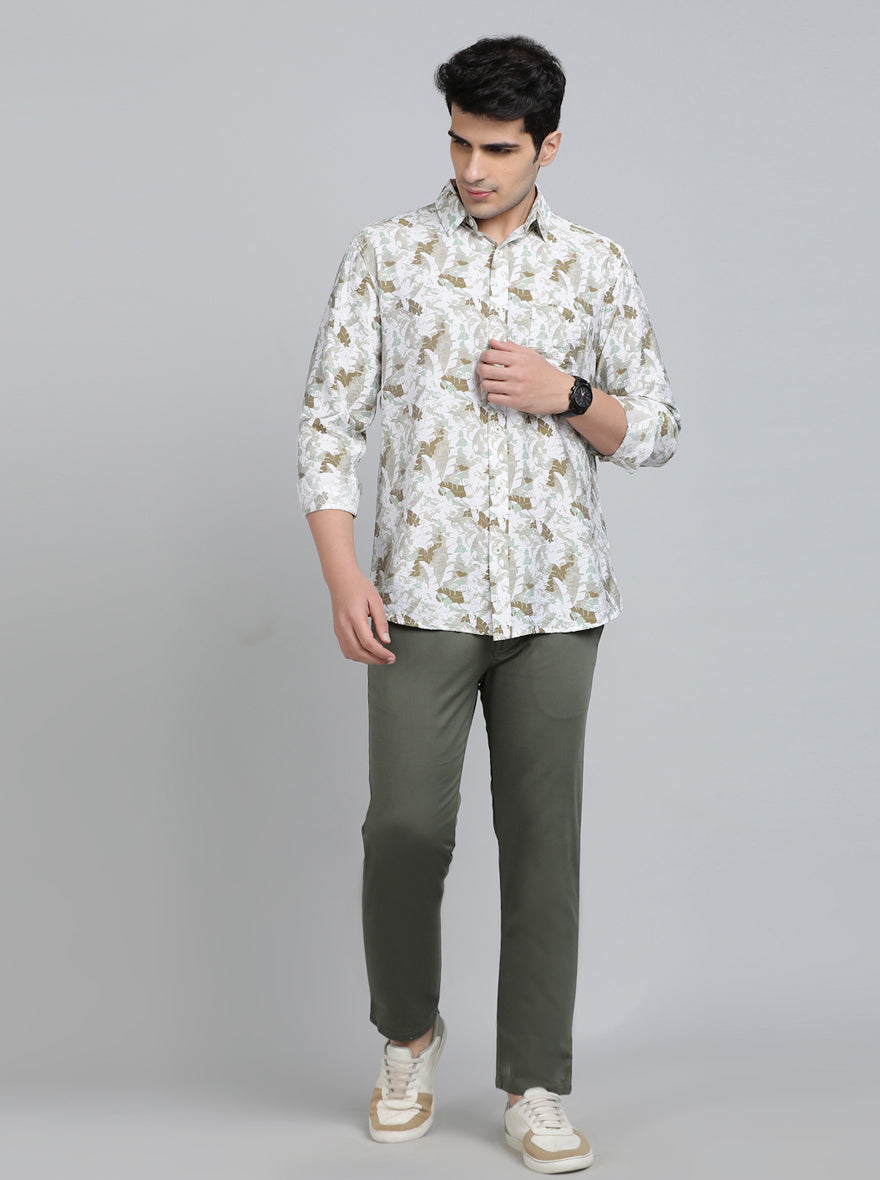 Green Solid Super Slim Fit Casual Trouser | Greenfibre