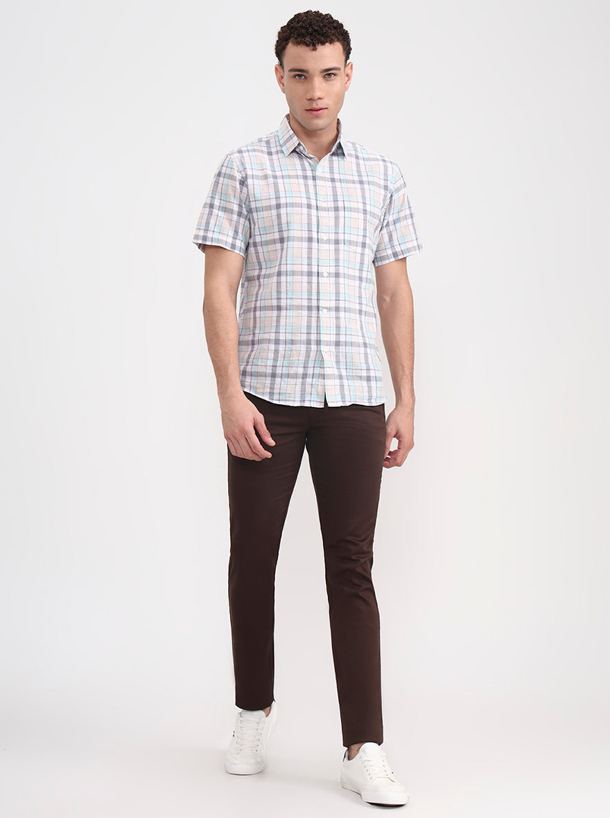 Dark Brown Solid Super Slim Fit Casual Trouser | Greenfibre