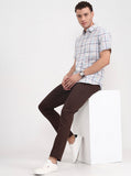 Dark Brown Solid Super Slim Fit Casual Trouser | Greenfibre