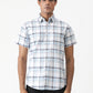 Light Blue Checked Slim Fit Casual Shirt | Greenfibre