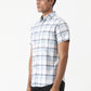 Light Blue Checked Slim Fit Casual Shirt | Greenfibre