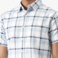 Light Blue Checked Slim Fit Casual Shirt | Greenfibre